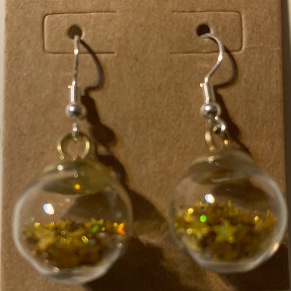 Earrings. Gold Star Globe Earrings